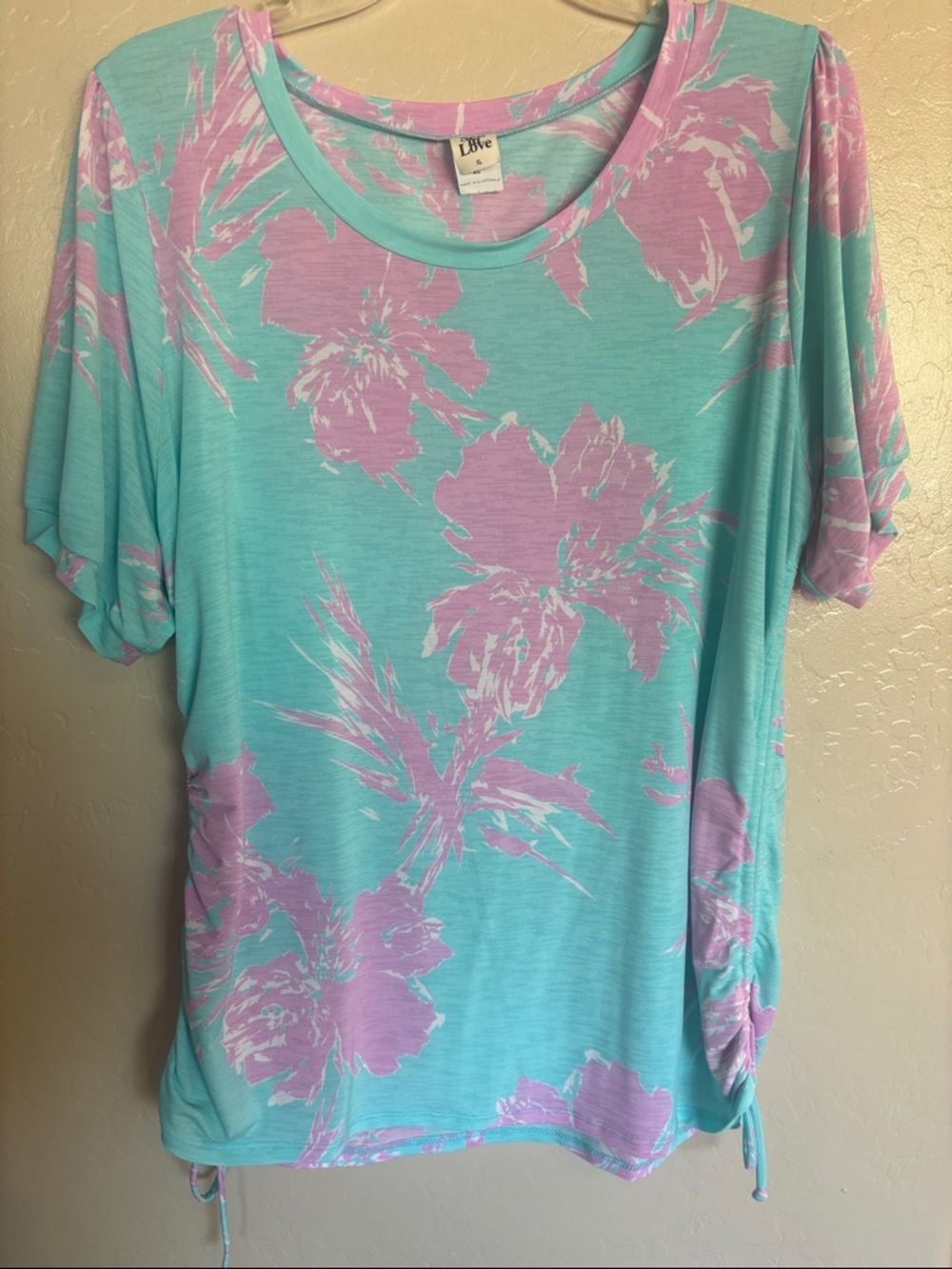 Mint Floral Short-Sleeve Women’s Top - Pink Floral